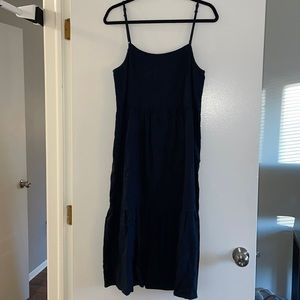 Dark navy blue midi length dress